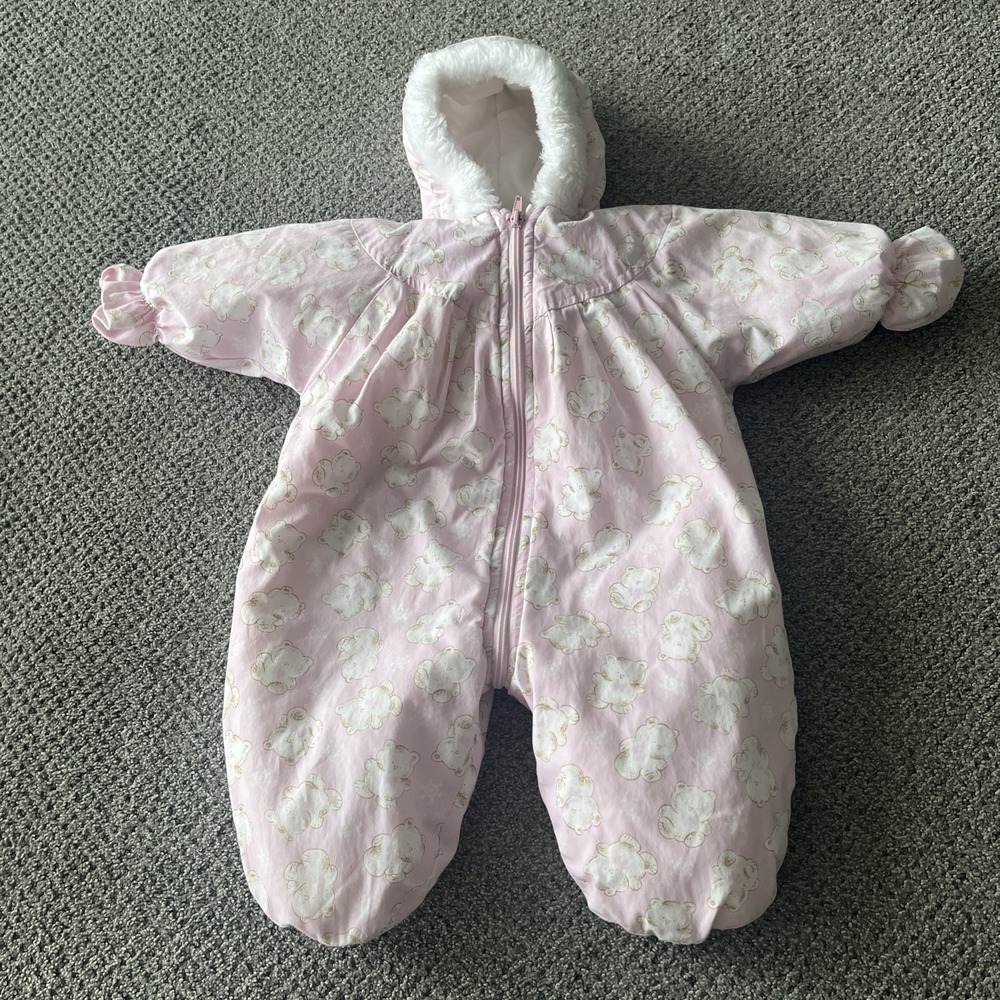 Vintage Sesame Street Snowsuit. Size 3-6 Month. Pink, Teddy Bears